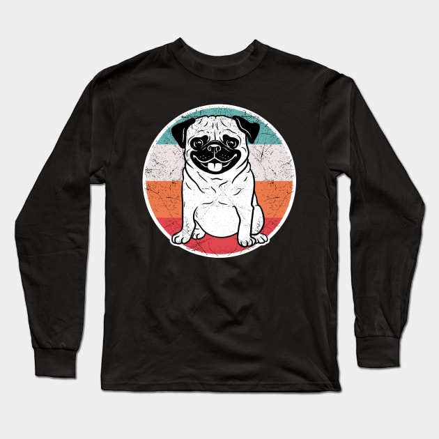 Vintage Retro Pug Long Sleeve T-Shirt by aaltadel